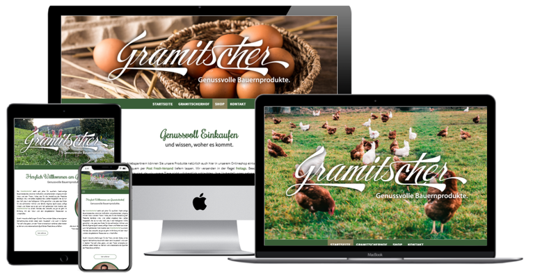 Gramitscherhof: Logo, Website, sämtliche Drucksorten, Produktetiketten, Beratungen