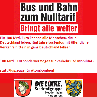 Bus und Bahn zum Nulltarif - Bringt alle weiter!