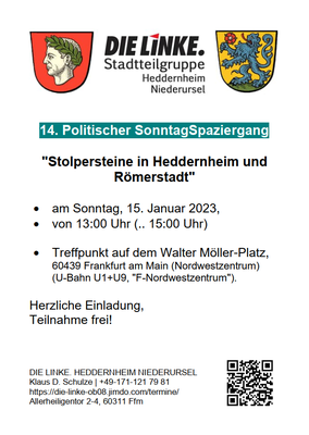 Stolpersteine in Heddernheim und Römerstadt (Einladung)