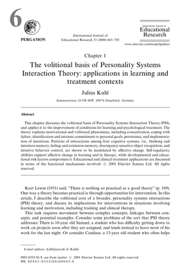 Bestellung #6 - 39 Seiten - Preis: 3,00 € - The volitional basis of Personality Systems Interaction Theory: applications in learning and treatment contexts