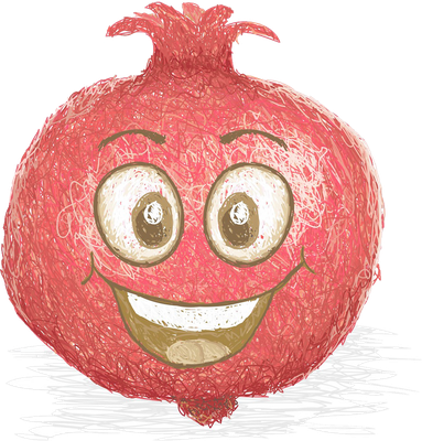 grenade - fruit - alimentation - smiley émoticône émoji cartoon clipart illustration - artémotic