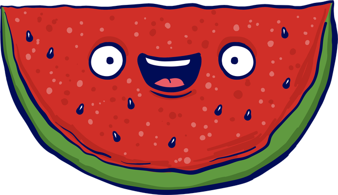 pastèque - fruit - alimentation - smiley émoticône émoji cartoon clipart illustration - artémotic