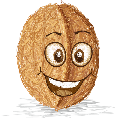 noix de coco - fruit - alimentation - smiley émoticône émoji cartoon clipart illustration - artémotic