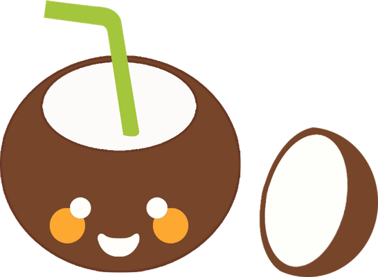 noix de coco - fruit - alimentation - smiley émoticône émoji cartoon clipart illustration - artémotic