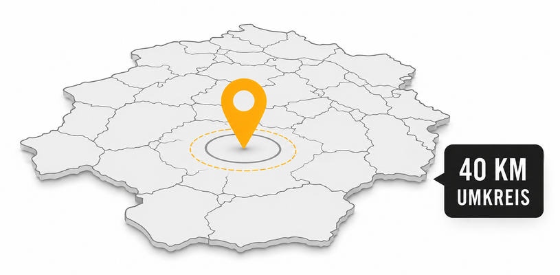 Einsatzgebiet 40 km Umkreis