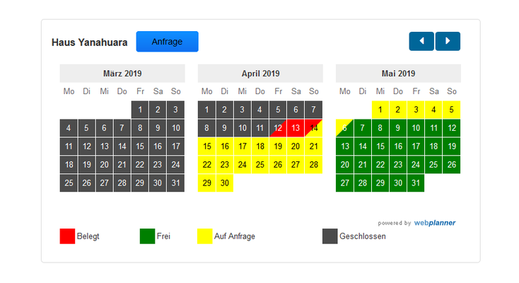 Buchungskalender Übersicht