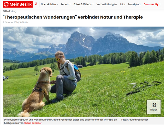 Onlineartikel Bezirkszeitung Ottakring, "Therapeutisches Wandern"