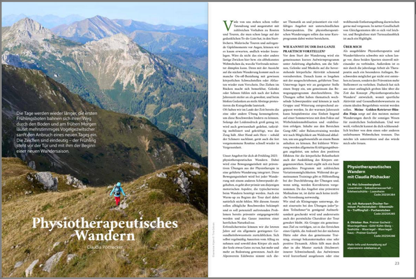 Artikel des Alpenvereines Sektion Edelweiß, "Physiotherapeutisches Wandern"