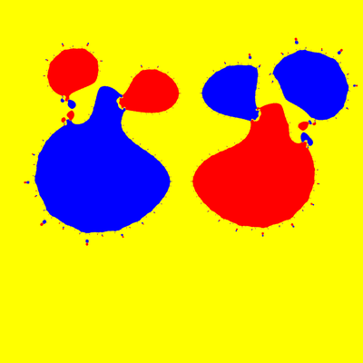 Basins of Attraction z^3-z=0, Sekanten-Verfahren, z<sub>1</sub>=(-0.5, 5)