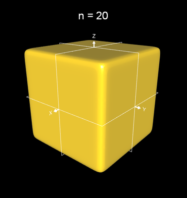 Implizite Fläche x^n+y^n+z^n = 0.5 a mit n=20