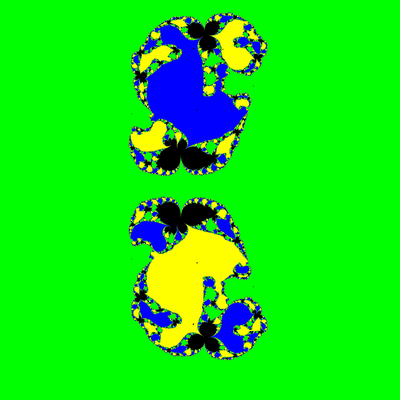 Basins of Attraction z^3-1=0, Sekanten-Verfahren, z<sub>1</sub>=(0.8, 0)