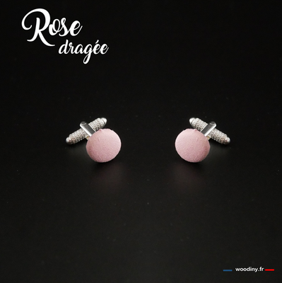 Boutons de manchette rose dragée