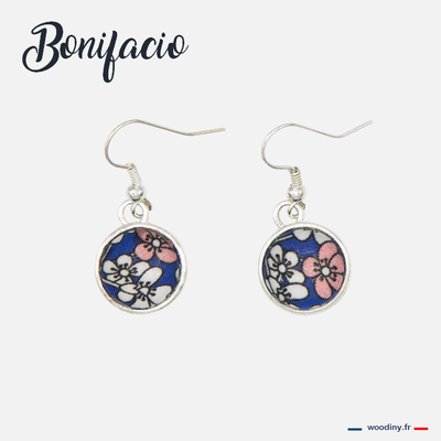 Boucle d'oreille bleu liberty