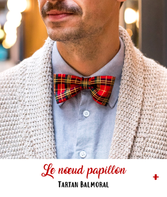 Noeud papillon tartan rouge or