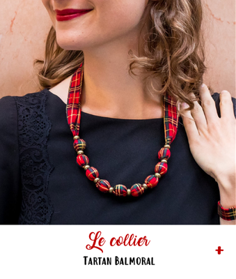 Collier tartan rouge et or