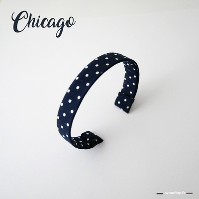 Bracelet tissu bleu à pois