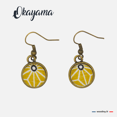 Boucles d'oreilles  jaune motif asanoha