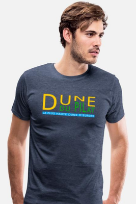 Tee-shirt Dune du Pilat, exclusif, jaune, vert et bleu, nouveau design