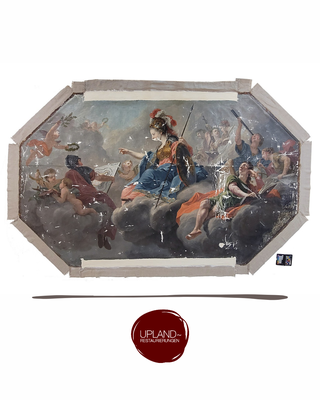 Gekittetes Deckengemälde "Minerva und die Wissenschaften" von Johann Heinrich Tischbein d. Ä. 