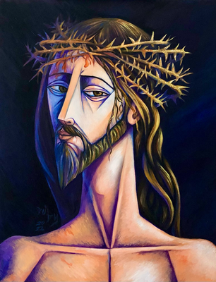 #11 OIL ON CANVAS 28 X 22" TITLE : CRISTO CORONADO DE ESPINAS