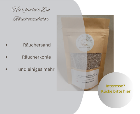Zubehör, wie Räuchersand, Räucherkohle