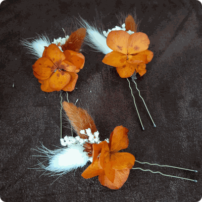 Ros Arum_mariage fleurs séchées ton automnal_épingles cheveux_fleuriste mariage rumilly