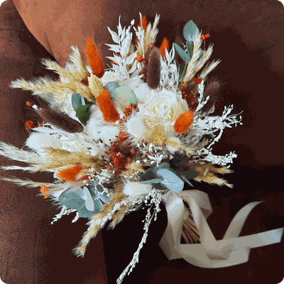 Ros Arum_mariage fleurs séchées ton automnal_bouquet de mariée_fleuriste mariage rumilly