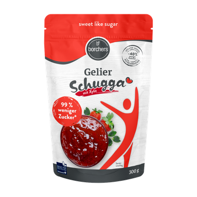 Packshot borchers Gelier Schugga red Birkenzucker, 300 g