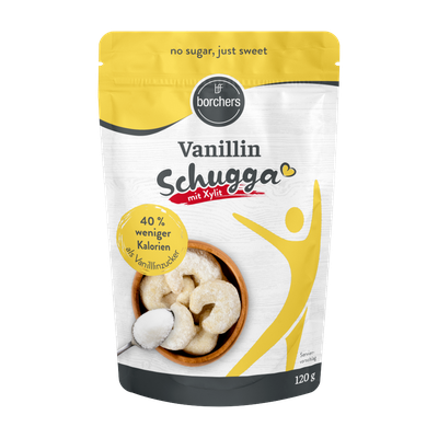 Packshot borchers Vanillin Schugga red Birkenzucker, 120 g