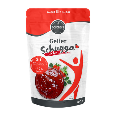 Packshot borchers Gelier Schugga red Birkenzucker, 700 g