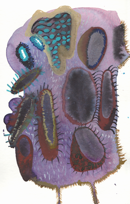 Monster I, 15 x 25 cm, Aquarellfarbe auf Papier, Susanne Renner, 2016