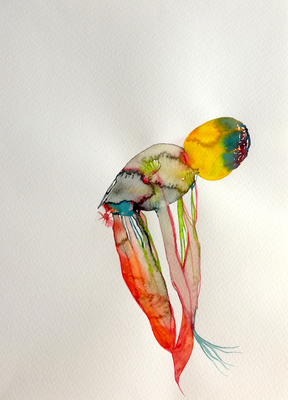 Birth, Aquarellfarbe auf Papier, 24 x 32 cm, Susanne Renner-Schulz, 2022