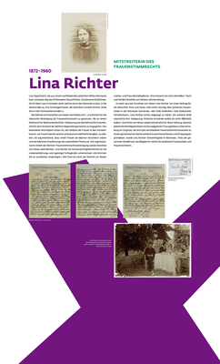 Ausstellung "Kampf um Heut und Morgen": Tafel über Lina Richter, 1,2 m x 2 m.