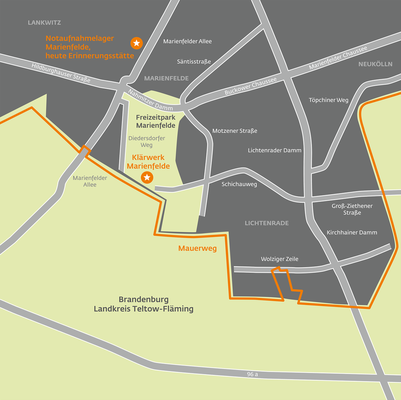 Karte für den südlichen Mauerverlauf
