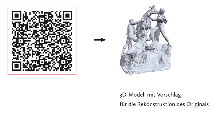 QR-Code zum abrufen des 3D-Modells mit dem Vorschlag für die Rekonstruktion des Originals.
