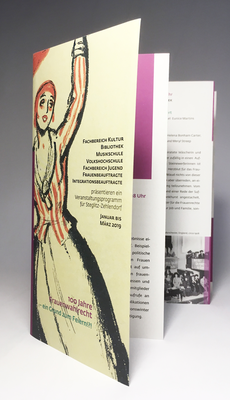 Zweiter Veranstaltungsflyer zum Begleitprogramm 100 Jahre Frauenwahlrecht in Steglitz-Zehlendorf.