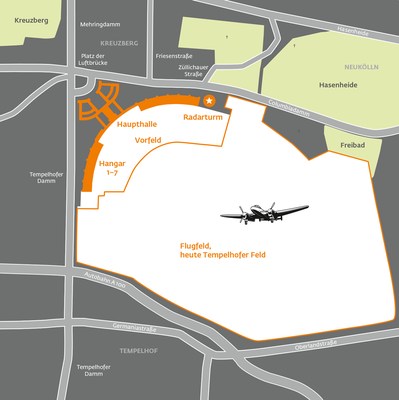 Karte für den Flugplatz Tempelhof