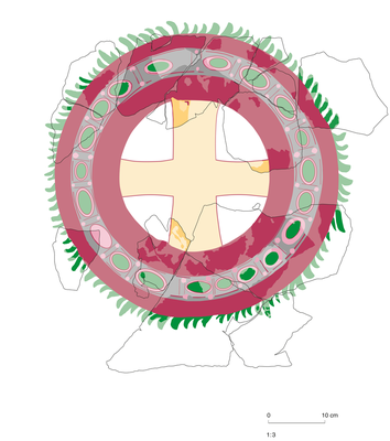 Rekonstruktion einer frühchristlichen Wandmalerei in einem syrischem Kloster, hier im Speiseraum.