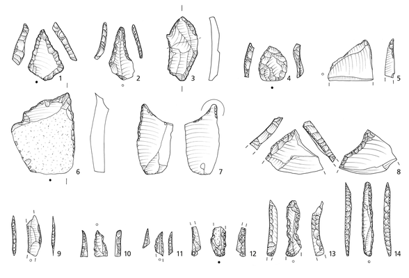 Archäologische Illustrationen mit Tusche