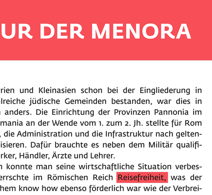 Ausstellung "Im Licht der Menora“: Wichtige Begriffe sind farbig hinterlegt.