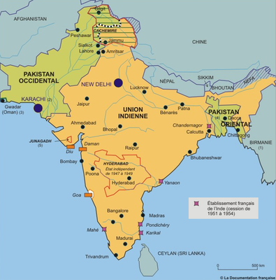 Les comptoirs commerciaux français en Inde jusqu'au 20e siècle