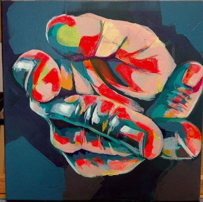 FIKAS, "Fingers", Acrylique, 30x30 cm, 2019