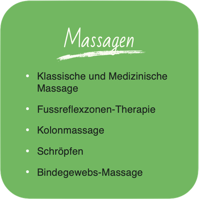 Klassische und Medizinische Massage, Fussreflexzonen-Therapie, Kolonmassage, Schröpfen und  Bindegewebs-Massage in Winterthur