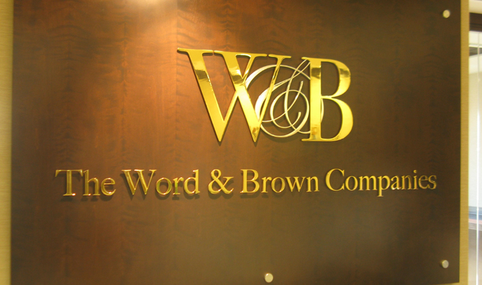 Word & Brown Companies Lobby Signs by Landmark Signs Inc