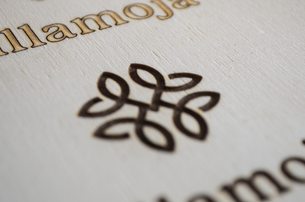Logo tief in Holz gelasert