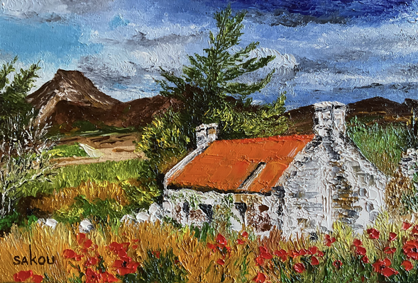 Chaumière dans la prairie - 33x22 cm - SKOCP8P4 - Disponible