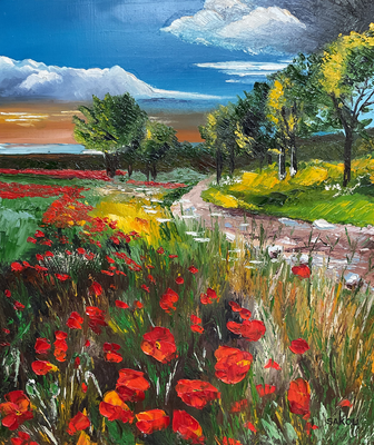 Coquelicots sur le bord du sentier - 55x46 cm - SKOCP6F10 - Disponible 