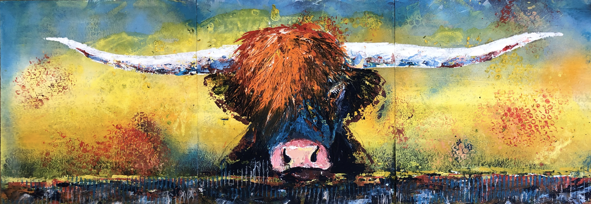 Zottel, 150 x 50 cm, 3 Teilig, Acryl gepachtelt