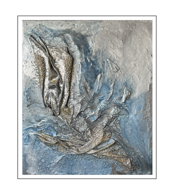'Touch my silver and blue #1'  Size 50x60x2