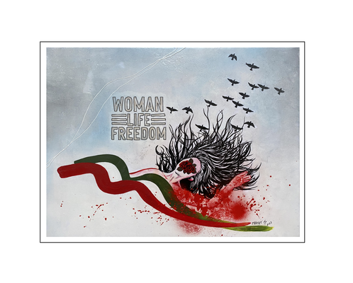 'Woman, life, freedom' Size: 80x60x3